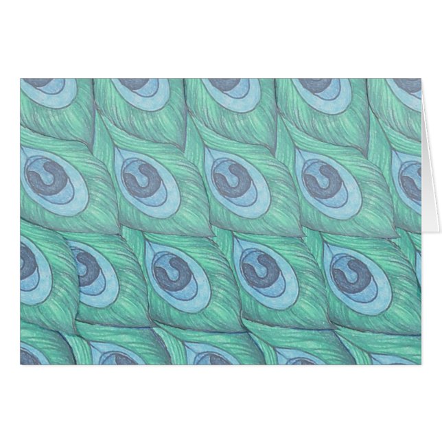 Cartão Teal Peacock Feather Design (Frente Horizontal)