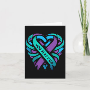 Cartão Teal Purple Heart You Problem Prevenção ao Suicídi