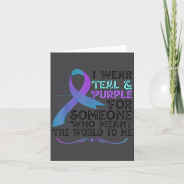 Cartão Teal Purple Ribbon For Suicide Prevention Awarenes (Frente)