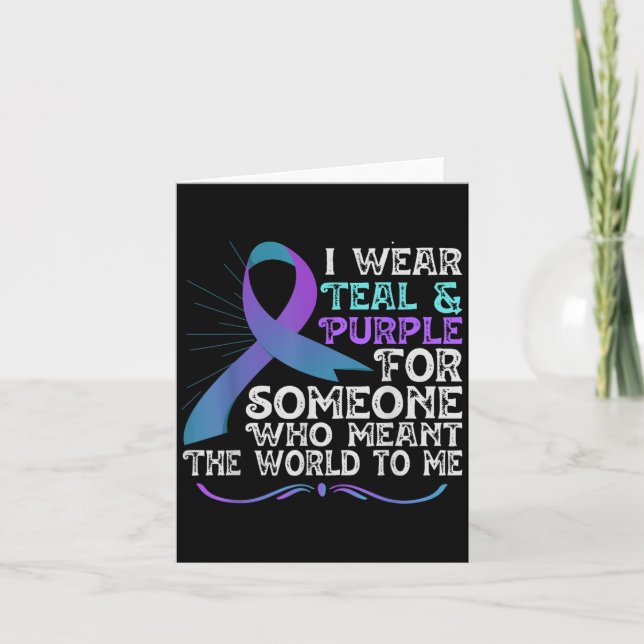 Cartão Teal Purple Ribbon For Suicide Prevention Awarenes (Frente)
