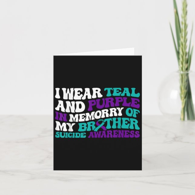 Cartão Teal Purple Ribbon Suicide Awareness Brother Aware (Frente)