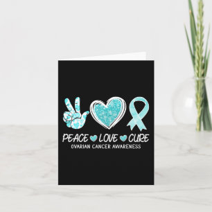 Cartão Teal Ribbon Heart Peace Love Cure Câncer de ovário