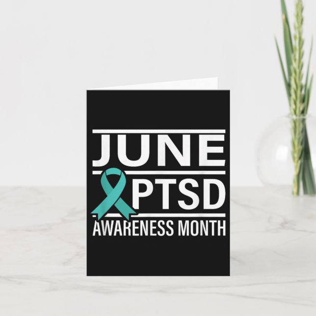Cartão Teal Ribbon June Ptsd Awarness Mês (Frente)
