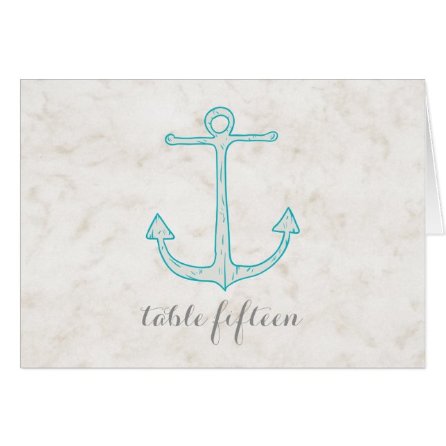 Cartão Teal Rustic Anchor Núm. Tabelas De Casamento (Frente Horizontal)