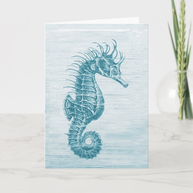Cartão teal seahorse (Frente)