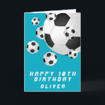 Cartão Teal Soccer Futebol Ball Kids Boy Feliz Aniversári<br><div class="desc">Teal Soccer Futebol Ball Kids Boy Happy Birthday Card. Personalize com seu nome e faça um legal cartão de aniversário para um jogador de futebol ou fã de futebol.</div>