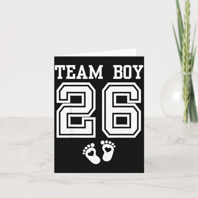 Cartão Team Boy 2026 Gender Reveal Baby Shower Matching F (Frente)