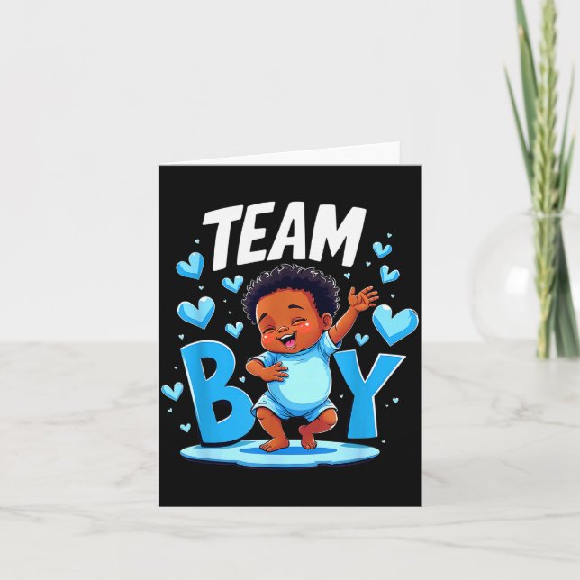 Cartão Team Boy Design Gender Reveal New Baby Boy  (Frente)