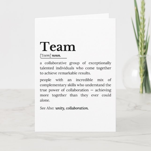 Cartão Team Definition – The Power of Collaboration  (Frente)
