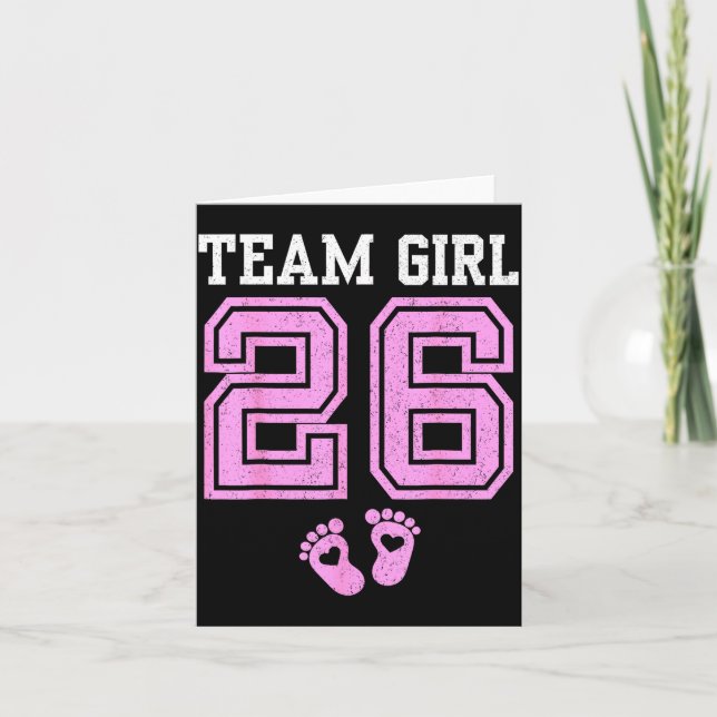 Cartão Team Girl 2026 Gender Reveal Party Baby Announceme (Frente)