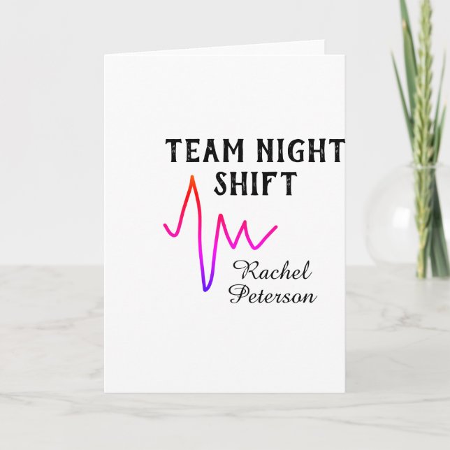 Cartão Team night shift nurse doctor medical name heart l (Frente)