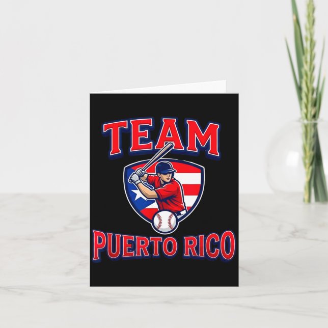 Cartão Team Puerto Rico Baseball Flag Patriotic  (Frente)