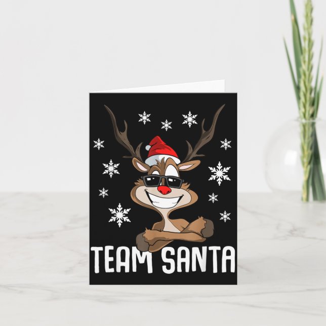 Cartão Team Santa Christmas Reindeer  (Frente)