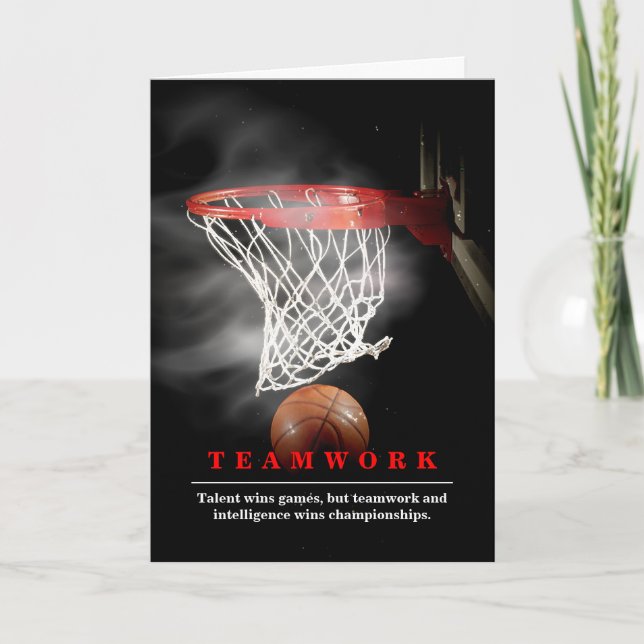 Cartão Teamwork Basketball Motivational Inspirational (Frente)