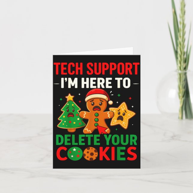 Cartão Tech Suprt Here To Delete Cookies Christmas Men Wo (Frente)