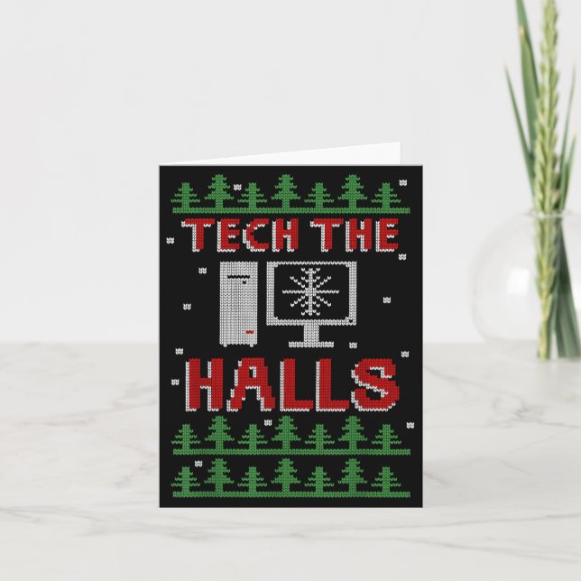 Cartão Tech The Halls Ugly Computer Geek Festive Christma (Frente)