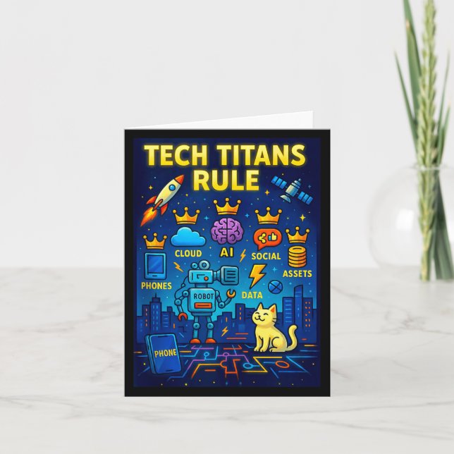 Cartão Tech Titans Rule Funny Big Technology Satire Wer G (Frente)