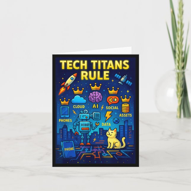 Cartão Tech Titans Rule Funny Big Technology Satire Wer G (Frente)