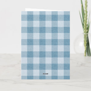 Cartão Tecido de Linho Xadrez Búfalo Gingham Azul Pó
