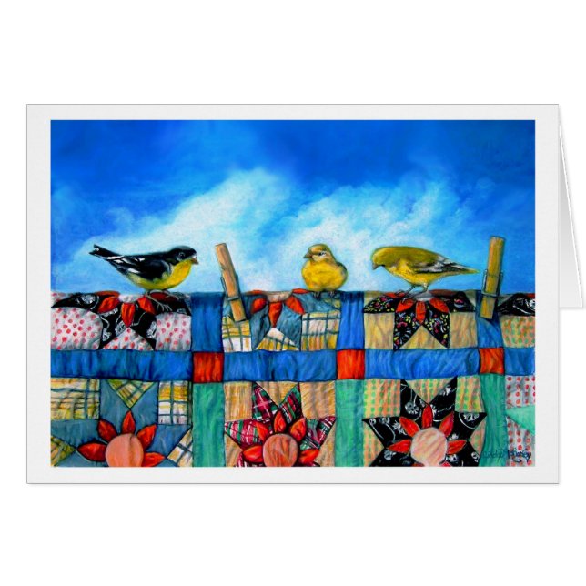 Cartão Tecido do n dos passarinhos (Frente Horizontal)