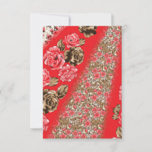 Cartão Tecido vermelho vibrante com intrincado floral e