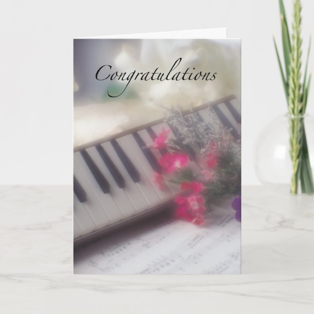 Cartão Teclado de parabéns, com Flores (Frente)