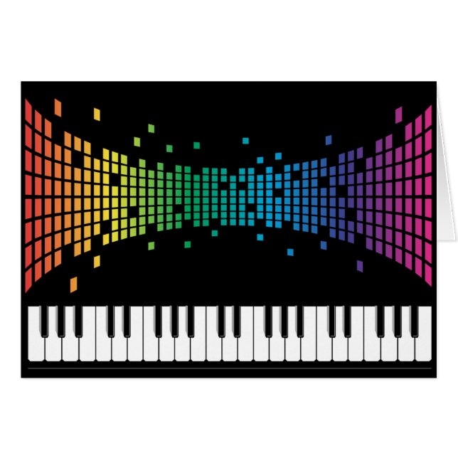 Cartão Teclado instrumental para piano de música multicol (Frente Horizontal)