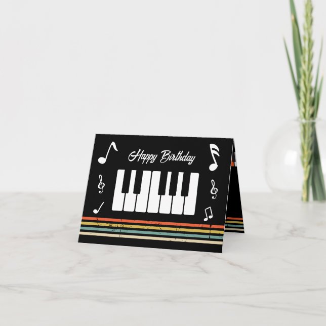 Cartão Teclas de Piano Personalizadas Vintage (Frente)