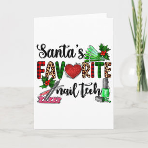Cartão Técnico de Unha Favorito do Papai Noel Merry Chris