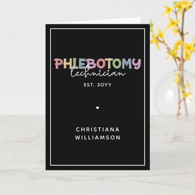 Cartão Tecnologia PBT Phlebotomy do Técnico Personalizado (Flor Amarela)