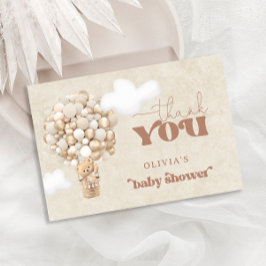 Cartão Teddy Bear Balão Esperando Obrigado