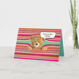 Cartão Teddy bear birthday stripes