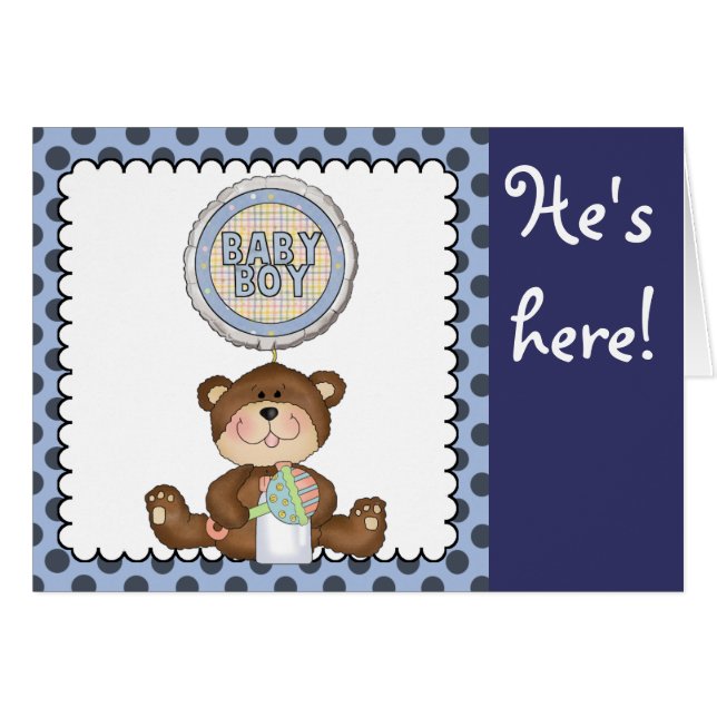 Cartão Teddy Bear Blue com Black Boy (Frente horizontal)