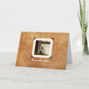 Cartão Teddy Bear em Sill Nostalgic Photo Greeting Card