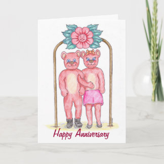 Cartão Teddy Bear Happy Anniversary Card