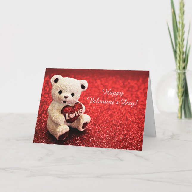 Cartão Teddy Bear Happy Valentine's Day Card (Frente)