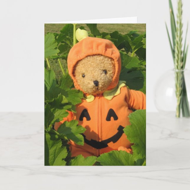 Cartão Teddy Bear in the Pumpkin Patch (Frente)