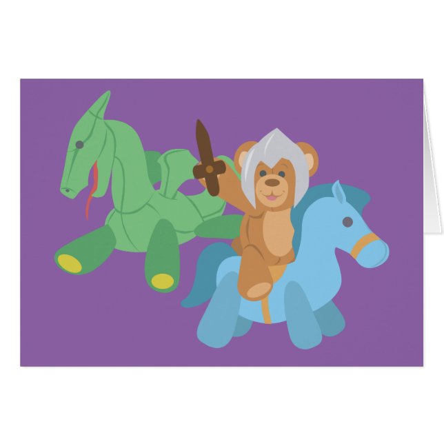 Cartão Teddy Bear Knight (Frente Horizontal)