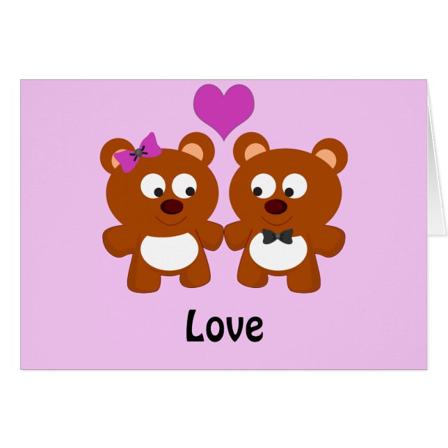 Cartão Teddy Bear Love (Frente horizontal)