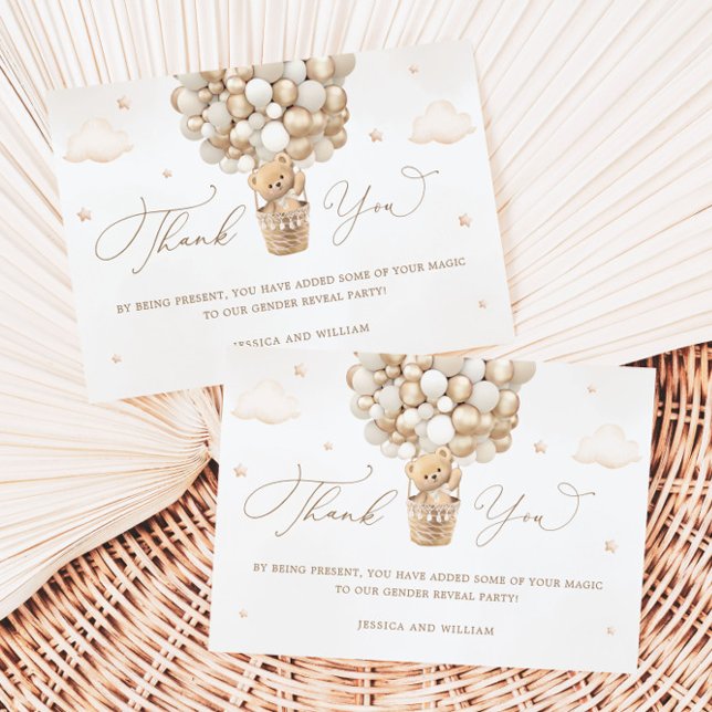 Cartão Teddy Bear Neutral Chá de fraldas Obrigado (Criador carregado)