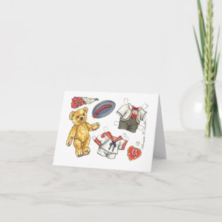Cartão Teddy Bear paper doll blank note card