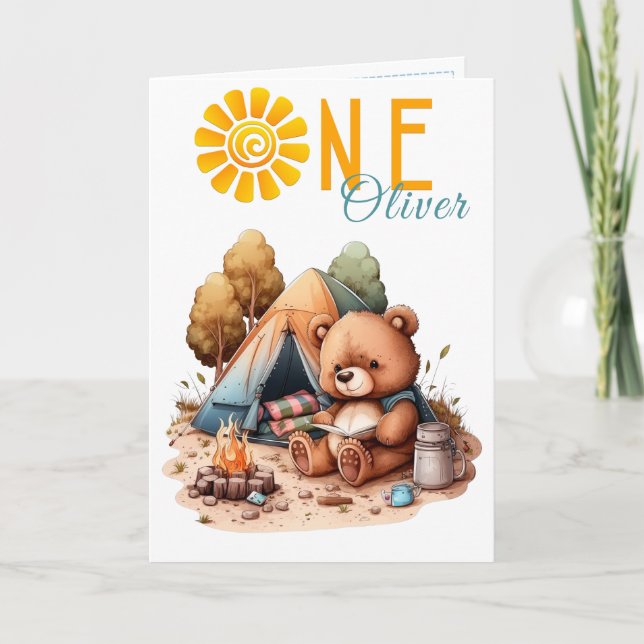 Cartão Teddy Bear Picnic 1st Birthday Card (Frente)