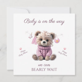 Cartão Teddy Bear pink jumper Congratulations