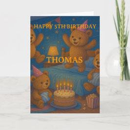 Cartão Teddy Bear Slumber Party Custom Birthday Card