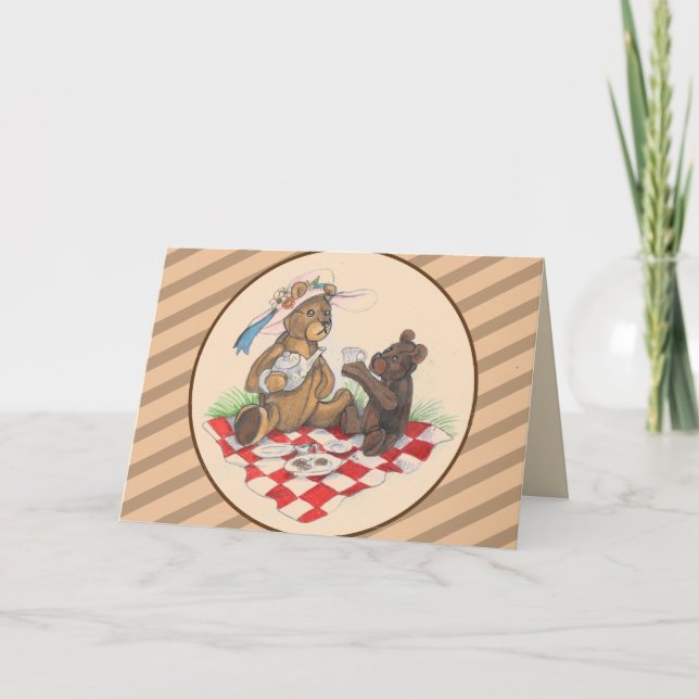 Cartão Teddy Bear Tea Party (Frente)