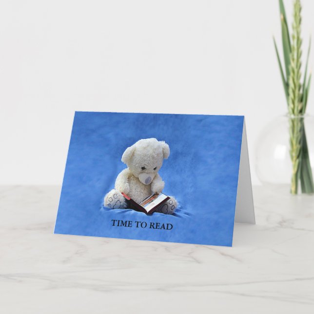 Cartão Teddy Bear Time to Read Greeting Card, ZKOA (Frente)