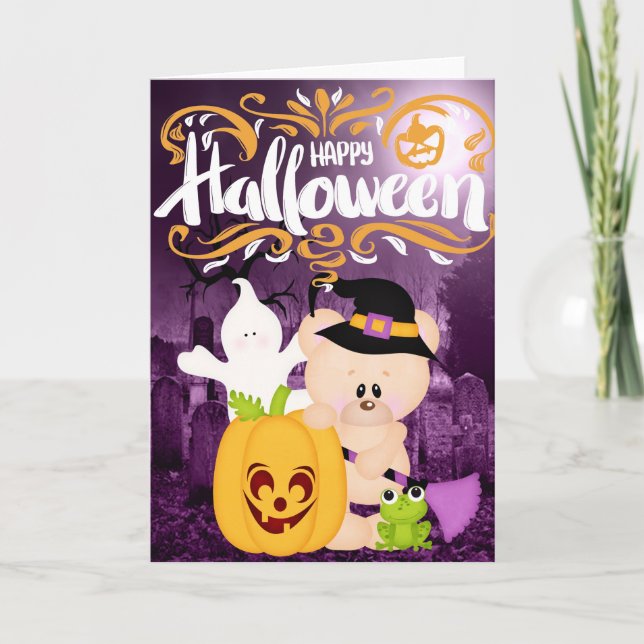 Cartão Teddy Bear Warlock - Feliz Halloween (Frente)