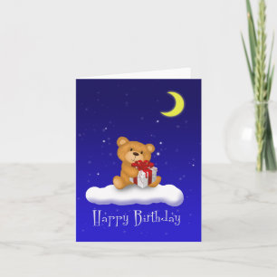 Cartão Teddy Bear with gift - Happy Birthday Card