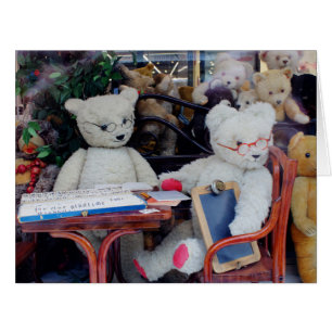 Cartão Teddy Bears Alunos Lendo Lições