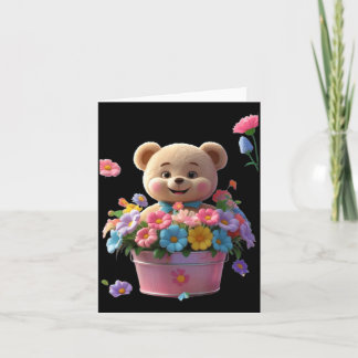 Cartão Teddy com Balde de Fita Design Divertido Unisex pa